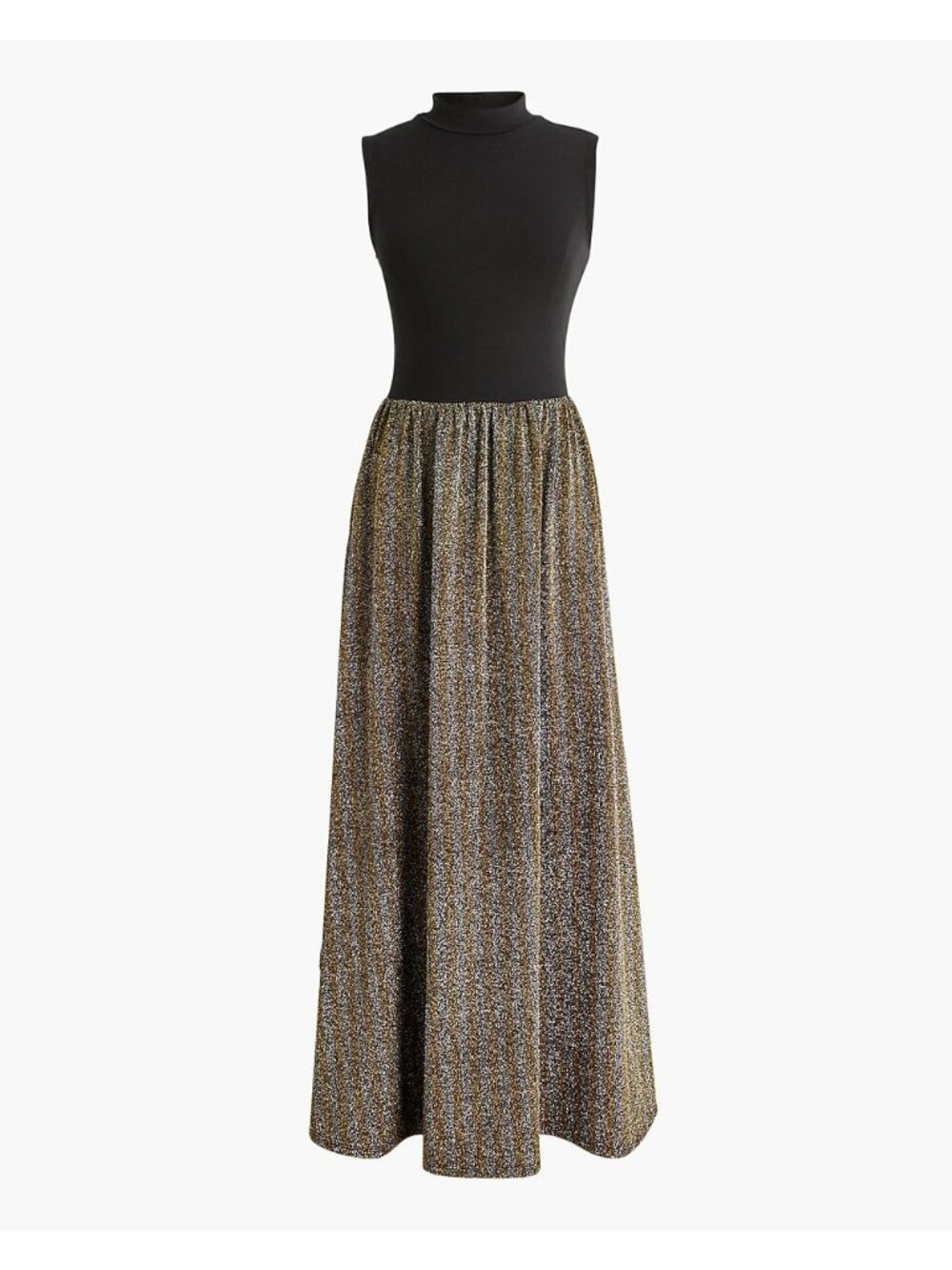 J CREW Black Gold Mockneck Mixed-Media Sparkle MIDI Dress Size XS NEW NWT